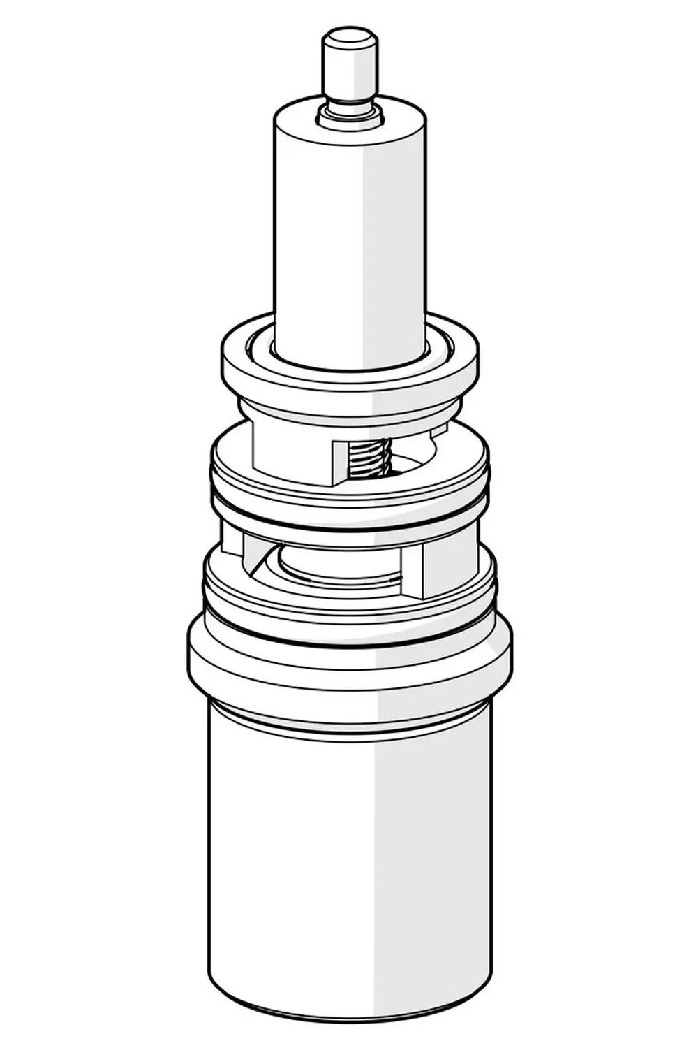 Automatischer Umsteller von HANSA mit einem zylindrischen Gehäuse, oberem Betätigungshebel und inneren mechanischen Komponenten.